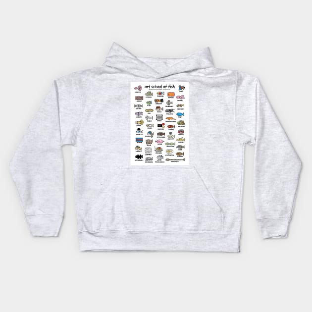 art school of fish (composite) Kids Hoodie by WrongHands